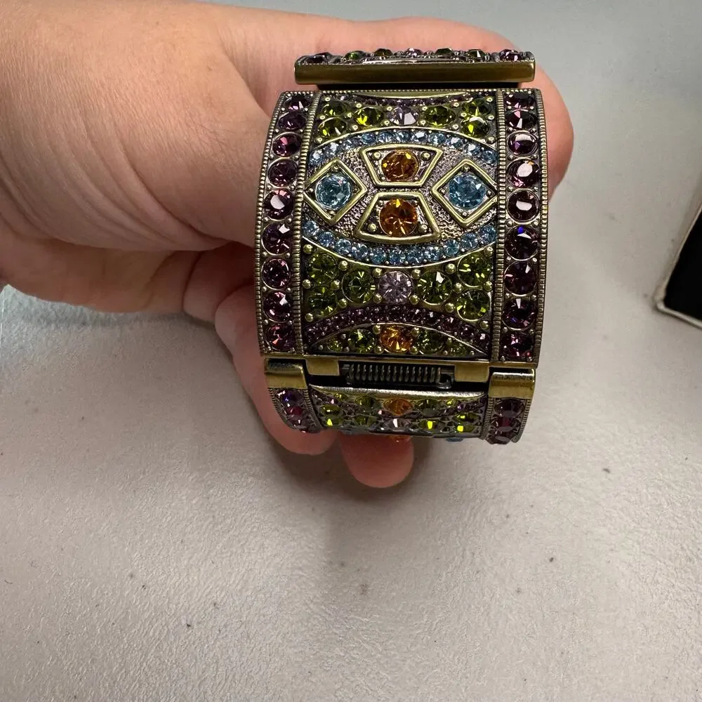 heidi daus B6798 multicolor crystal cuff bracelet quartz watch box working